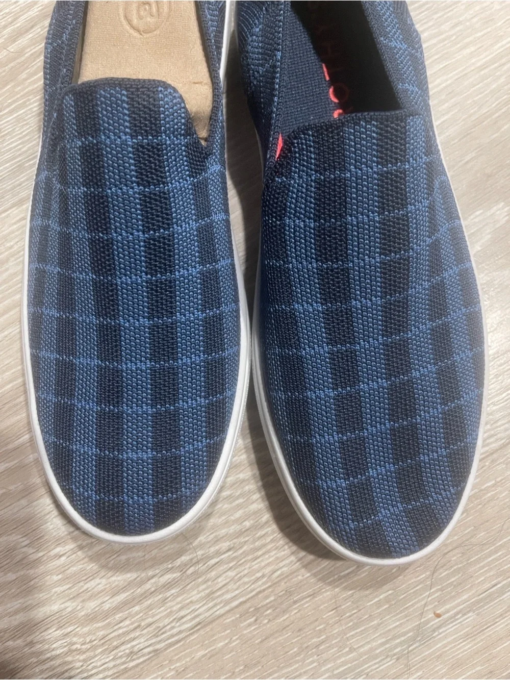 Rothy's size 9 retired blue plaid woman's slip on sneakers